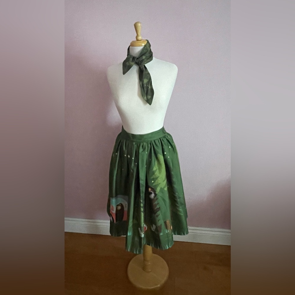 Oblong Box Shop “Happy Camper” Sasquatch Skirt with Matching Headband/Scarf